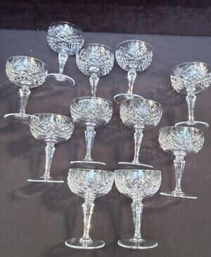 Galway Crystal Ashford Plain Base Parfait Glasses Made Ireland Set Of 11